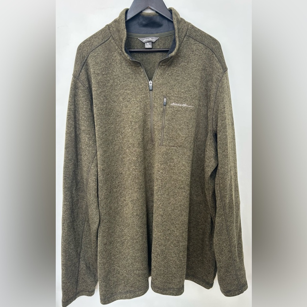 Eddie Bauer 1/4 Zip Fleece Men’s 3XL Tall Olive Green Pullover Sweater